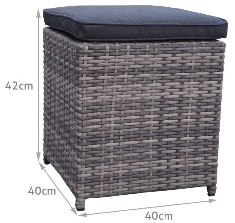 Zestaw Mebli ogrodowych 4w1 Techorattan Szary + Narożnik + Stół + 2 Pufy + 15 Poduszek