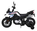 Motor BMW F850 GS na akumulator dla dzieci Biały + Kółka pomocnicze + Audio LED + Wolny Start + EVA