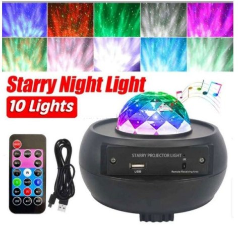 Obrotowy Projektor Pozytywka dla dzieci 3+ Gwieździste niebo 10 kolorów + Lampka nocna + Głośnik do MP3 Obrotowy Projektor Pozytywka dla dzieci 3+ Gwieździste niebo 10 kolorów + Lampka nocna + Głośnik do MP3