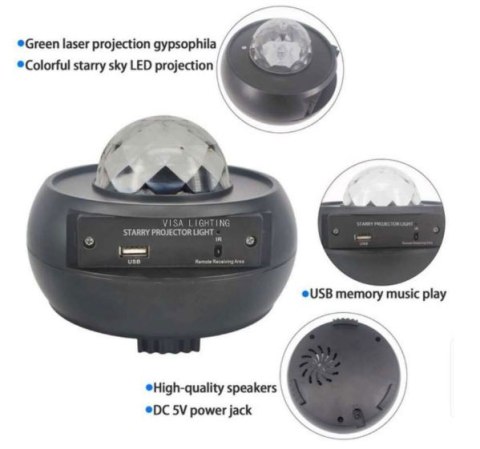 Obrotowy Projektor Pozytywka dla dzieci 3+ Gwieździste niebo 10 kolorów + Lampka nocna + Głośnik do MP3 Obrotowy Projektor Pozytywka dla dzieci 3+ Gwieździste niebo 10 kolorów + Lampka nocna + Głośnik do MP3