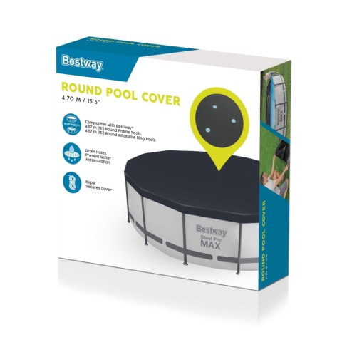 Pokrywa 470cm na Basen stelażowy i panelowy 457-460cm/15FT BESTWAY Pokrywa 470cm na Basen stelażowy i panelowy 457-460cm/15FT BESTWAY