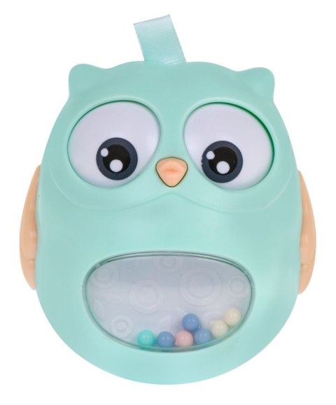 Sensoryczna wańka-wstańka sowa z grzechotką dla niemowląt - zielona