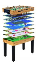 Stół do gier 12w1 dla dzieci i dorosłych + 105x57x71cm + Piłkarzyki Cymbergaj Bilard Tenis stołowy Szachy Kręgle