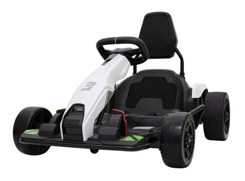 Gokart Fast 3 Drift na akumulator dla dzieci Biały + Funkcja driftu + Silniki 2x150W + Radio LED + Pasy