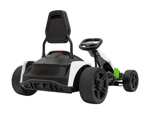 Gokart Fast 3 Drift na akumulator dla dzieci Biały + Funkcja driftu + Silniki 2x150W + Radio LED + Pasy