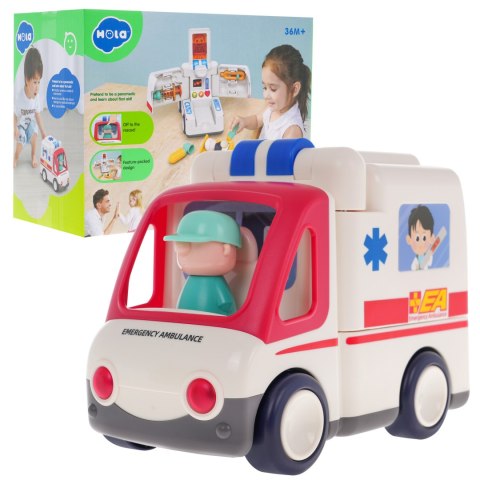 Interaktywna Karetka HOLA dla dzieci 3+ Dźwięki Światła + Ruchome elementy + 2 Tryby pracy + Akcesoria