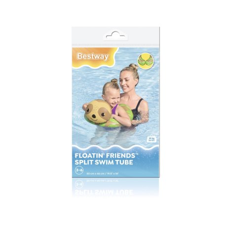 Dmuchane Kółko do pływania Leniwiec dla dzieci 3-6 lat BESTWAY 50x46cm + Otwarty pierścień Dmuchane Kółko do pływania Leniwiec dla dzieci 3-6 lat BESTWAY 50x46cm + Otwarty pierścień