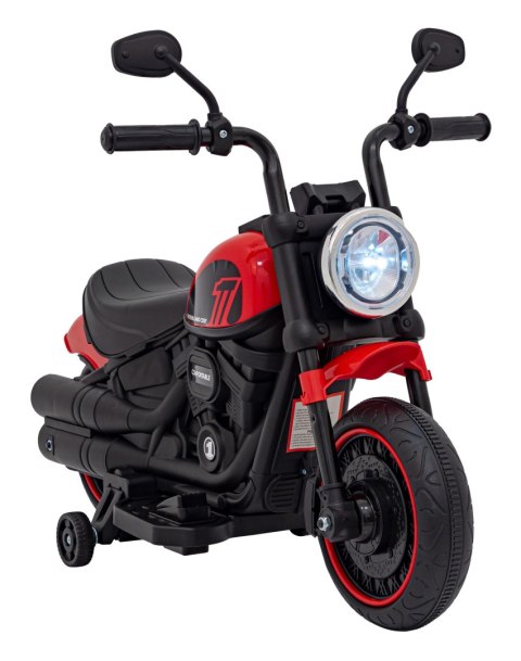 Motorek Chopper FASTER na akumulator dla dzieci Czerwony + Radio FM + Panel audio + LED