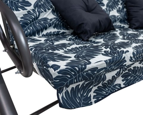 Huśtawka Ogrodowa Siedzisko Textylina 2x1 Wzór Liście Granatowa