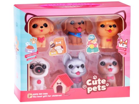 Zestaw figurki pieski gumowe 6 sztuk szczeniaczki pieski ZA4629 Zestaw figurki pieski gumowe 6 sztuk szczeniaczki pieski ZA4629