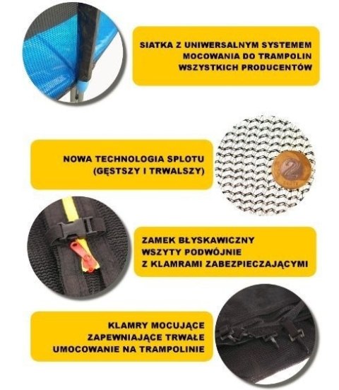Siatka zewnętrzna do trampoliny 10ft/312cm 180cm na 6 słupków