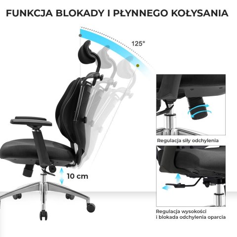 Fotel biurowy ergonomiczny ANGEL Stelio Czarny