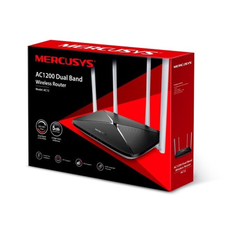 Mercusys | AC1200 Dual Band Wireless Router | AC12 | 802.11ac | 300+867 Mbit/s | 10/100 Mbit/s | Ethernet LAN (RJ-45) ports 3 |