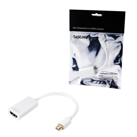 Adapter wideo Logilink | 19-pinowe HDMI typu A | żeńskie | Mini DisplayPort | męskie | białe | 0,1 m