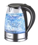 Adler | Czajnik | AD 1225 | Standard | 2000 W | 1,7 L | Szkło | Podstawa 360° | Przeźroczysty/Ze stali nierdzewnej