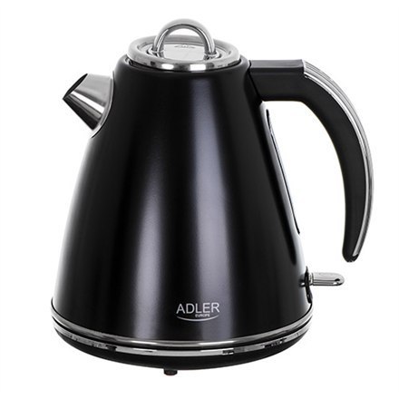 Adler | Czajnik | AD 1343b | Elektryczny | 2200 W | 1,5 L | Stal nierdzewna | Podstawa obrotowa 360° | Czarny
