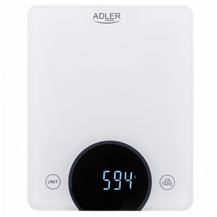 Adler | Waga kuchenna | AD 3173w | Maksymalna waga (udźwig) 10 kg | Podziałka 1 g | Typ wyświetlacza LED | Biały