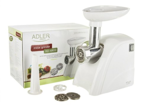 Adler AD 4803 Meat mincer, Power 800W, Bowl, Middle size sieve, Mince sieve, Poppy sieve, Plunger, Sausage filler Adler