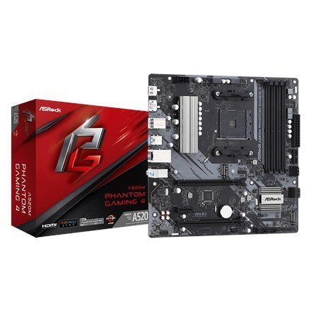 ASRock | A520M PHANTOM GAMING 4 | Rodzina procesora AMD | Gniazdo procesora AM4 | Pamięć DDR4 DIMM | Ilość slotów pamięci 4 | Ob