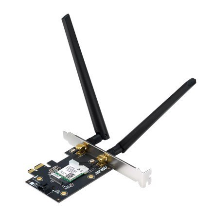 Asus | AX1800 Dwuzakresowa karta Wi-Fi Bluetooth 5.2 PCIe | PCE-AX1800 | 802.11ax | 574+1201 Mbit/s | Mbit/s | Porty Ethernet LA
