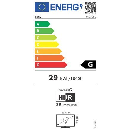 Benq | PD2705U | 27 " | IPS | UHD | 16:9 | 5 ms | 350 cd/m² | Czarny | Porty HDMI w ilości 1 | 60 Hz