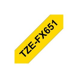 Brother | FX651 | Flexible tape | Thermal | Black on yellow | Roll (2.4 cm x 8 m)
