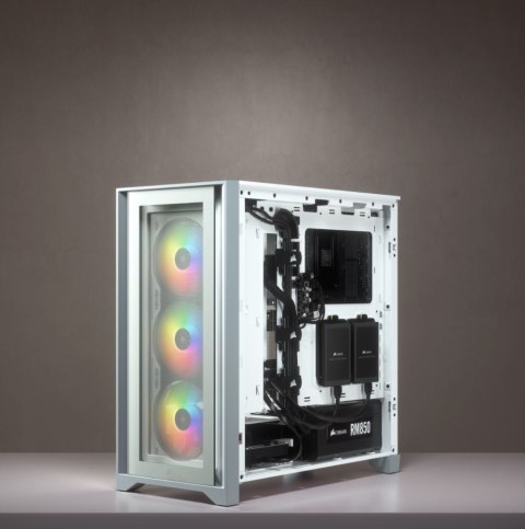 Corsair | Obudowa Mid-Tower ATX ze szkłem hartowanym | iCUE 4000X RGB | Okno boczne | Mid-Tower | Biały | Zasilacz w zestawie Ni