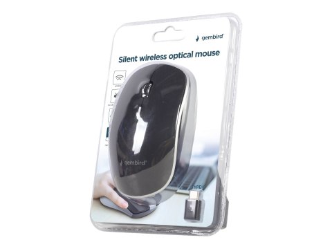 Gemy | Cicha Bezprzewodowa Mysz Optyczna | MUSW-4BSC-01 | USB-C | Czarny
