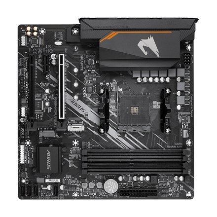 Gigabyte | B550M AORUS ELITE 1.0 | Rodzina procesorów AMD | Gniazdo procesora AM4 | DDR4 DIMM | Gniazda pamięci 4 | Liczba złącz
