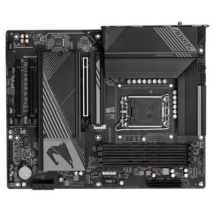 Gigabyte | B760 AORUS ELITE AX 1.0 M/B | Rodzina procesorów Intel | Gniazdo procesora LGA1700 | DDR5 DIMM | Gniazda pamięci 4 |