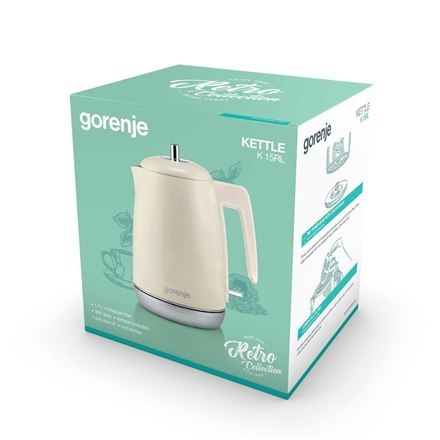 Gorenje | Kettle | K15RL | Electric | 2200 W | 1.7 L | Plastic and metal | 360° rotational base | Champagne