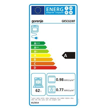 Gorenje Cooker GK5C61WF Hob type Gas Oven type Electric White Width 50 cm Depth 59.4 cm 62 L