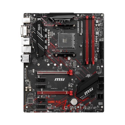 MSI | B450 GAMING PLUS MAX | Rodzina procesora AMD | Gniazdo procesora AM4 | DDR4 DIMM | Sloty pamięci 4 | Ilość złącz SATA 6 |