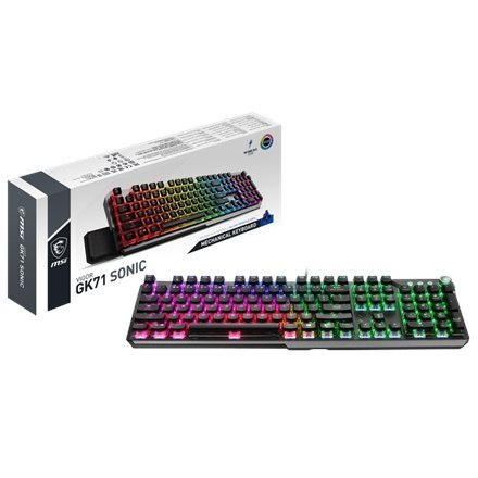 MSI | Klawiatura dla graczy | VIGOR GK71 SONIC BLUE | Klawiatura dla graczy | Podświetlenie LED RGB | USA | Przewodowa | Czarna