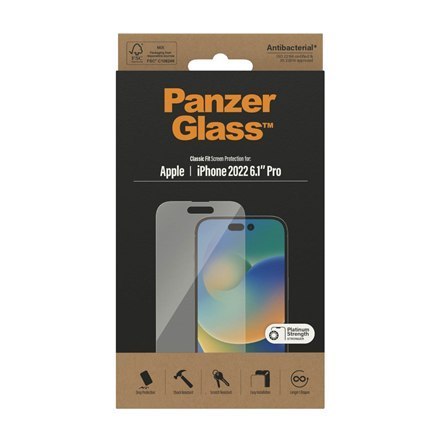 PanzerGlass | Ochraniacz ekranu - szkło | Apple iPhone 14 Pro | Politereftalan etylenu (PET) | Przezroczysty
