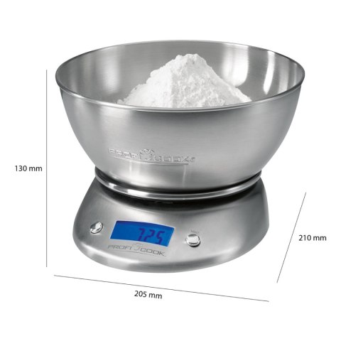 ProfiCook Kitchen scale PC-KW 1040 Maximum weight (capacity) 5 kg Stainless steel