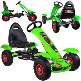 Zielony sportowy GOKART na pedały dla dzieci do 50kg Pompowane koła SP0209