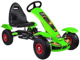 Zielony sportowy GOKART na pedały dla dzieci do 50kg Pompowane koła SP0209
