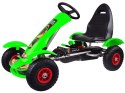 Zielony sportowy GOKART na pedały dla dzieci do 50kg Pompowane koła SP0209
