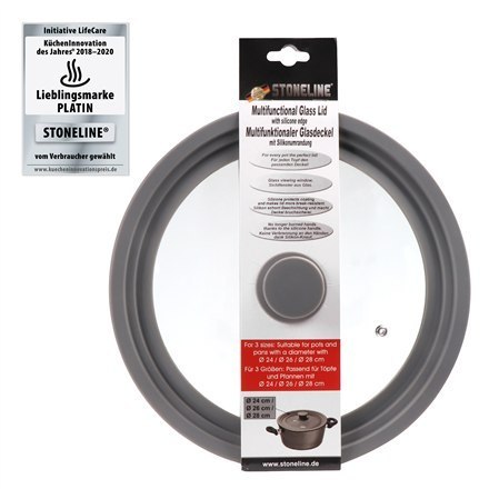 Stoneline | 14330 | Universal glass lid | Lid | Diameter 24/26/28 cm | Transparent