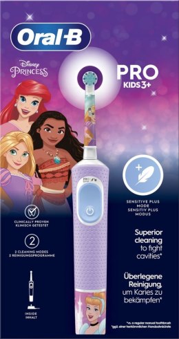 Szczoteczka Elektryczna Dla Dzieci Oral-B Vitality PRO Kids Princess z Ładowaniem | 1 Głowica | 2 Tryby Czyszczenia | Kolor Fiol