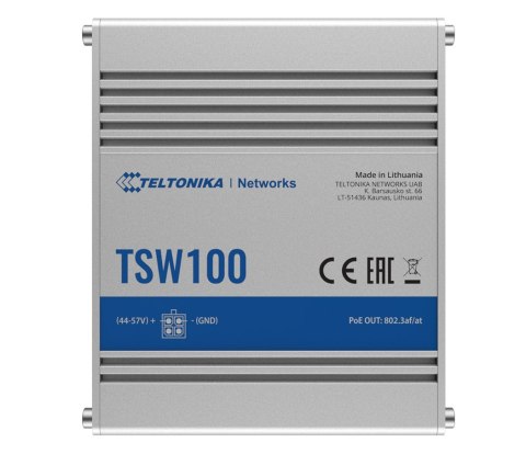Teltonika | Industiral POE+ Swith | TSW100 | Unmanaged | Desktop | Porty 1 Gb/s (RJ-45) w ilości 5 | Porty PoE w ilości 4 | Port