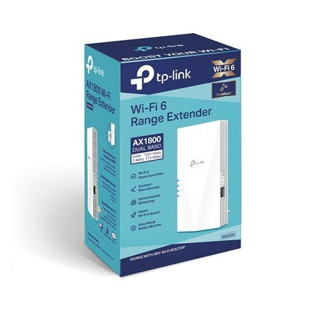 TP-LINK | AX1800 Wi-Fi 6 Range Extender | RE600X | 802.11ax | 2.4GHz/5GHz | Porty Ethernet LAN (RJ-45) 1 | MU-MiMO Tak | brak Po