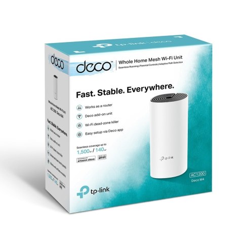 TP-LINK | AC1200 Whole Home Mesh WiFi System | Deco M4 (1-pack) | 802.11ac | 867+300 Mbit/s | 10/100/1000 Mbit/s | Ethernet LAN