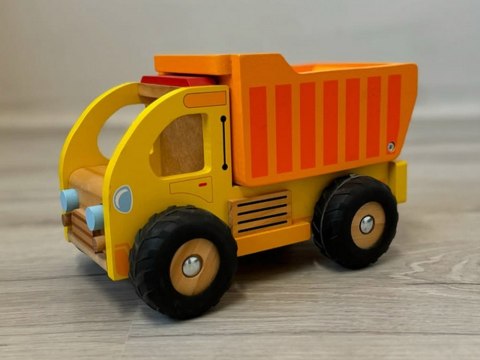 Drewniane autko Wywrotka Śmieciarka z Ruchomą Naczepą Dla Dzieci ZA1810