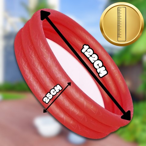 DMUCHANY BASEN BASENIK BRODZIK DLA DZIECI CZERWONY 122 CM X 25 CM BESTWAY