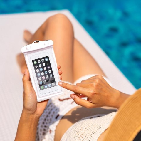 ETUI WODOODPORNE WODOSZCZELNE CASE NA TELEFON FLUORESCENCYJNE BIAŁE