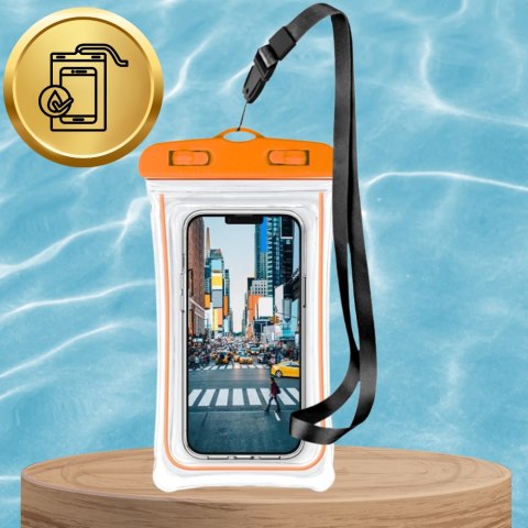 ETUI WODOODPORNE WODOSZCZELNE CASE NA TELEFON FLUORESCENCYJNE POMARAŃCZ