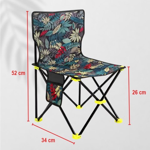 TABORET KRZESEŁKO SKŁADANY WĘDKARSKI TURYSTYCZNY CAMPINGOWY MOCNY Z OPARCIEM I KIESZONKĄ I POKROWCEM