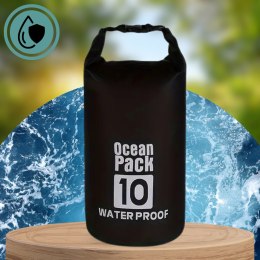 WOREK WODOODPORNY WODOSZCZELNY KAJAK TORBA PLECAK TURYSTYCZNY 10L CZARNY